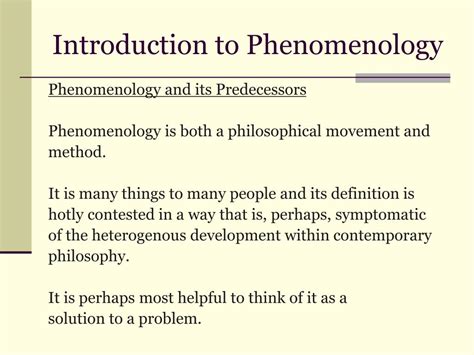 Introduction to Phenomenology .